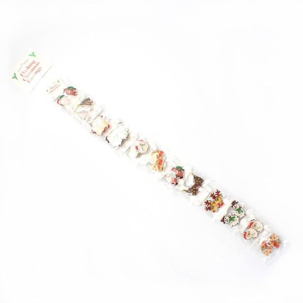 Clip Strip Of 12 Pairs Of Christmas Flashing Earrings Inca