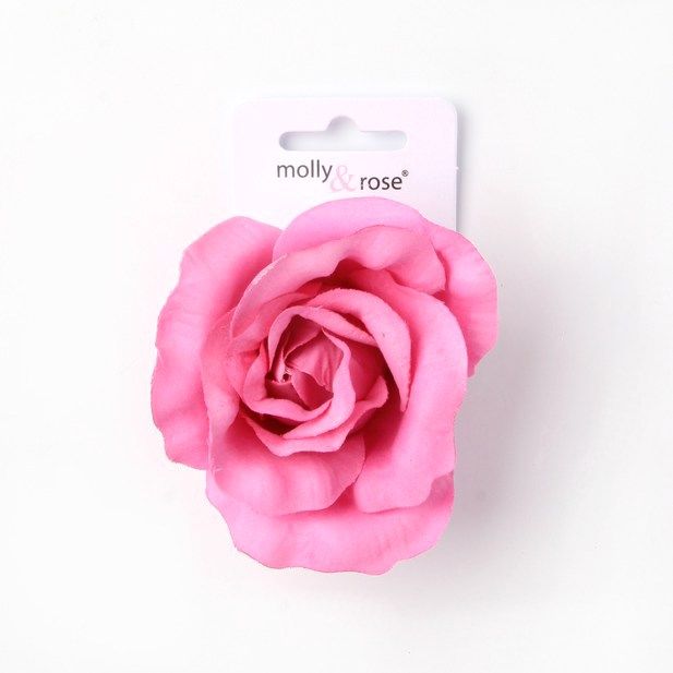 LARGE PASTEL COLOURED FABRIC ROSE ON A FORKED BEAK CLIP 