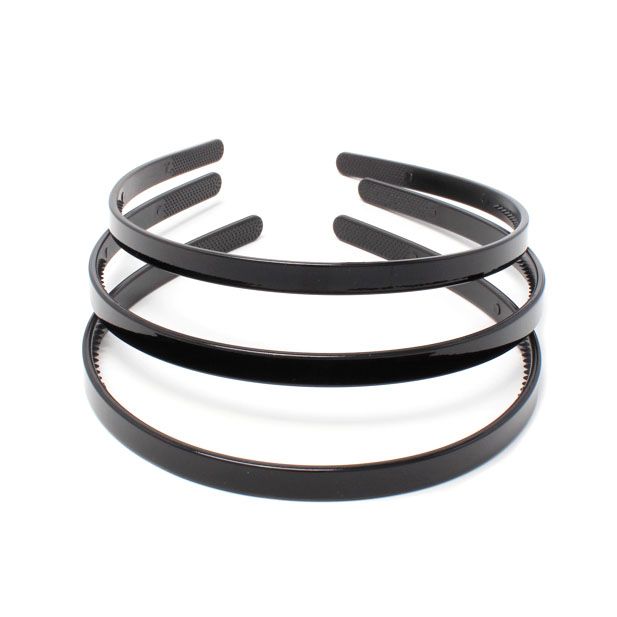 Card of 3 Black 8mm wide recycled plastic alicebands main product photo