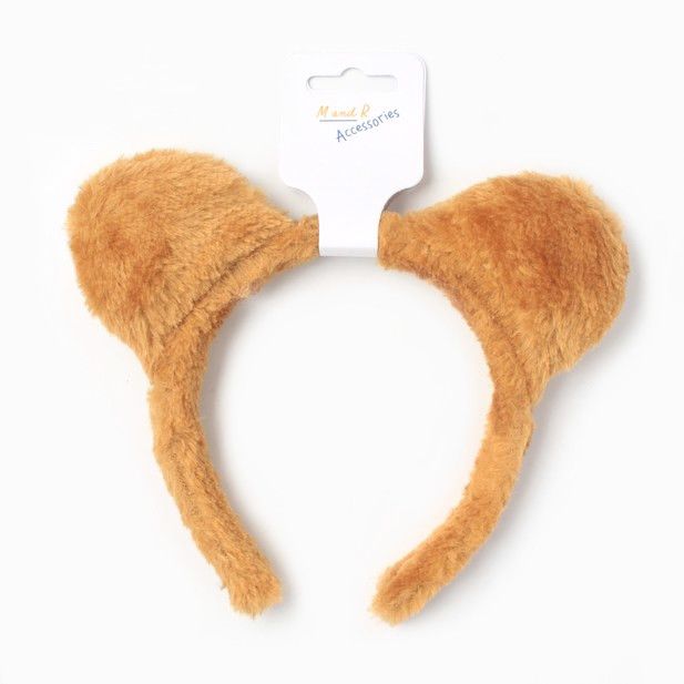 Brown furry fabric teddy bear ears aliceband
