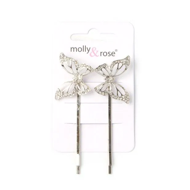 Card of 2 butterfly motif grips. 5.5cm