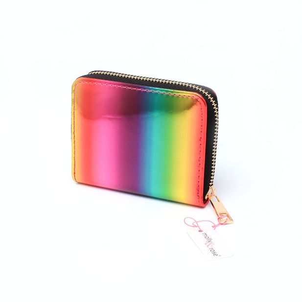 Metallic rainbow zip purse 11x8cm Inca