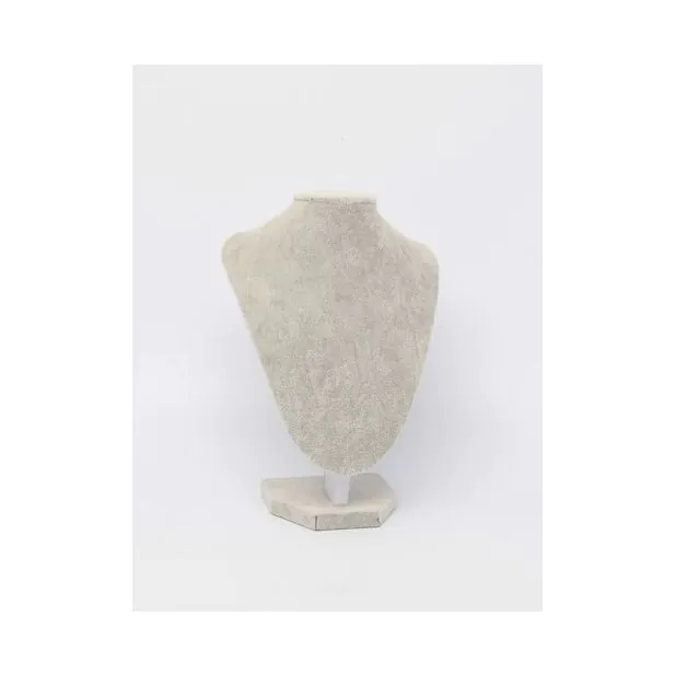 Small Silver Grey Velvet Jewellery Bust Necklace Display Sta