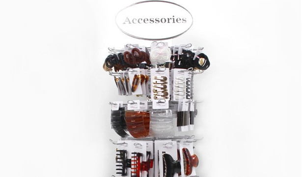 Stock for conveniece stores - hair accessories on display stands.