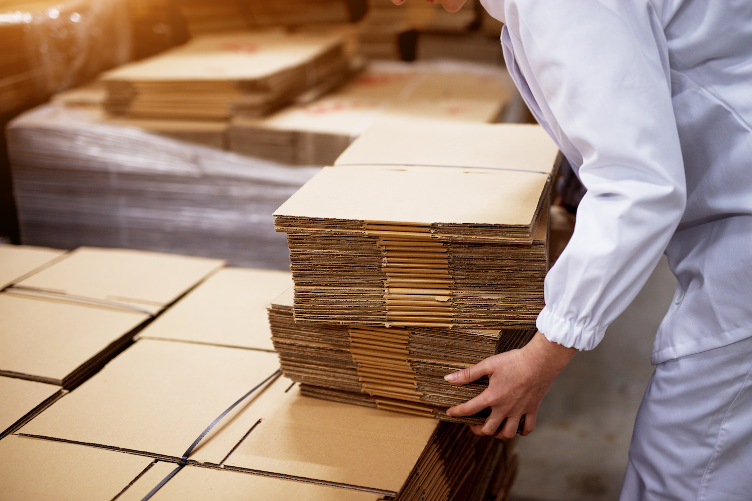 Flat packed cardboard boxes