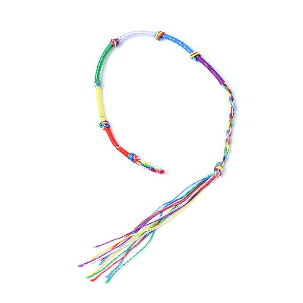 Rainbow knotted cord anklet