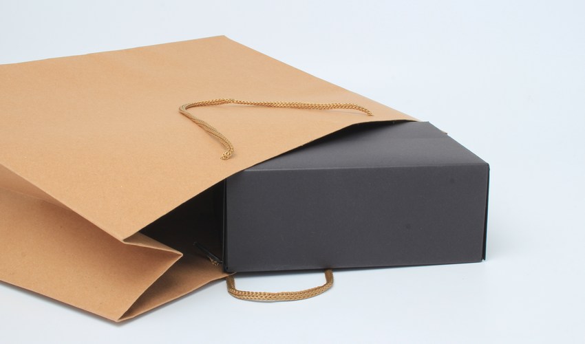 Brown Paper Carrier Bag with Black Box Inside