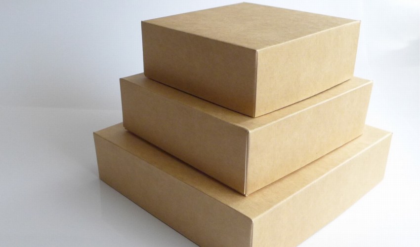 Wholesale Cardboard Boxes.  Stack of 3 on white background.   