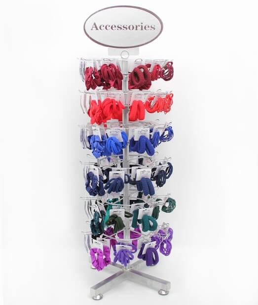 School hair accessories on a display stand
