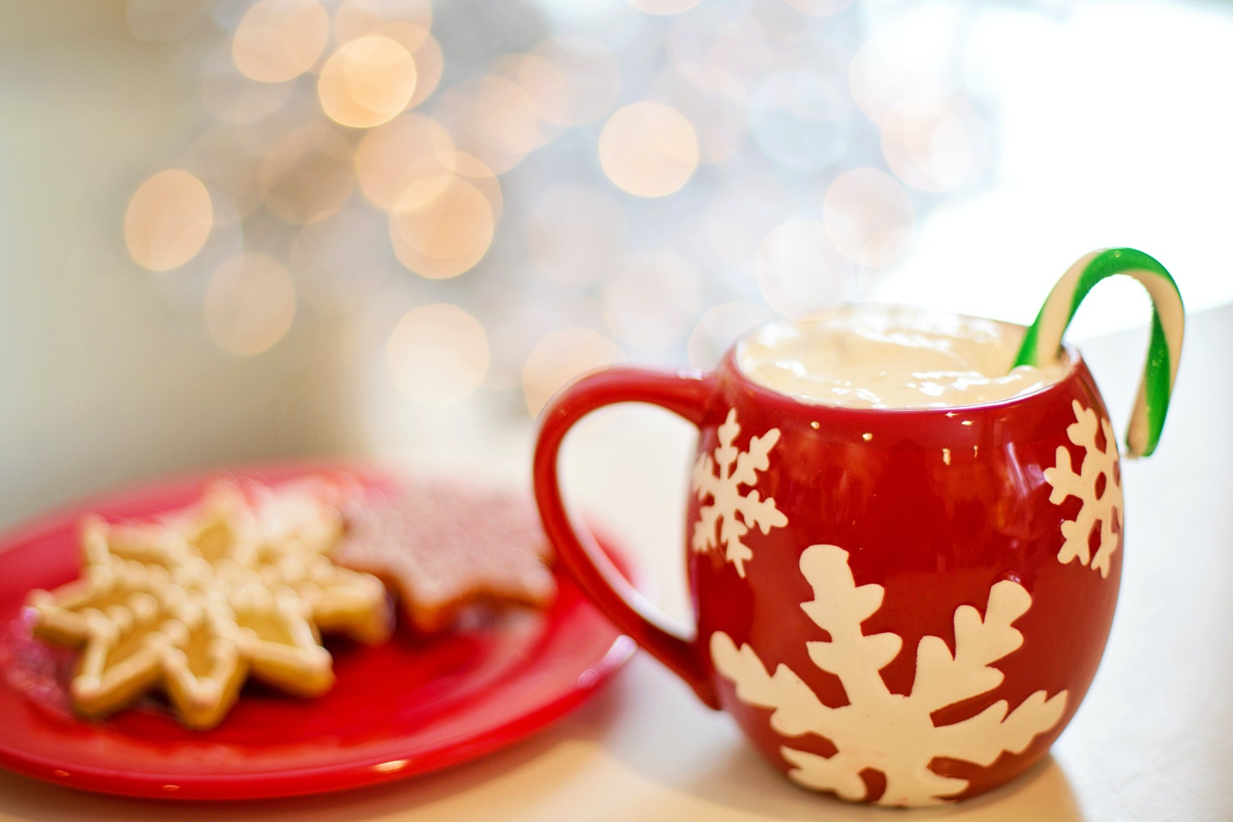 Hot chocolate in a Christmas mug